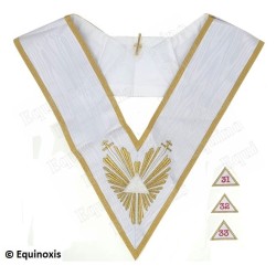 Masonic collar – Scottish Rite (AASR) – 31 / 32 / 33rd degrees – Triangle turned upwards with swords – Machine embroidery