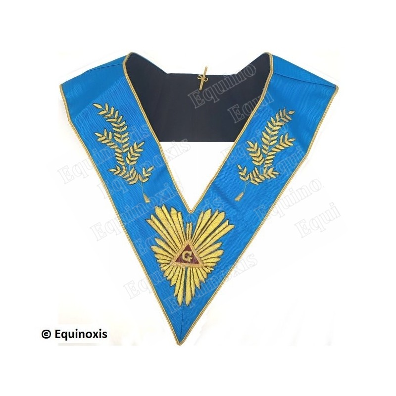 Masonic Officer's collar – Groussier French Rite – Worshipful Master – Acacia  w/ 108 leaves – Hand embroidery