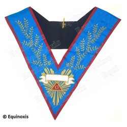 Masonic collar – Scottish Rite (ASSR) – Worshipful Master – Acacia 108 leaves + Name of the Lodge – Machine-embroidere