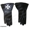 Black leather gauntlets – Maltese cross – Size 8