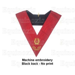 Sautoir maçonnique moiré – REAA – Officier du 18ème degré – Chevalier Organiste – Brodé machine avec feuilles