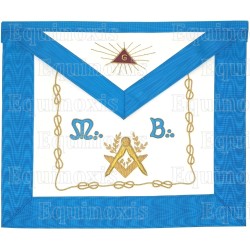 Leather Masonic apron – Groussier French Rite – Worshipful Master – Square-and-compass + Acacia + MB