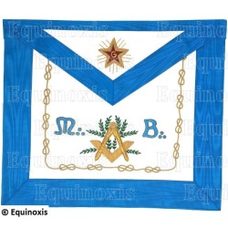 Leather Masonic apron –  Groussier French Rite – Maître – Square-and-compass + Green acacia + MB