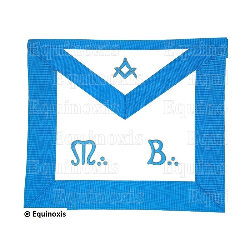 Leather Masonic apron – Groussier French Rite – Master Mason – Square and compass + MB