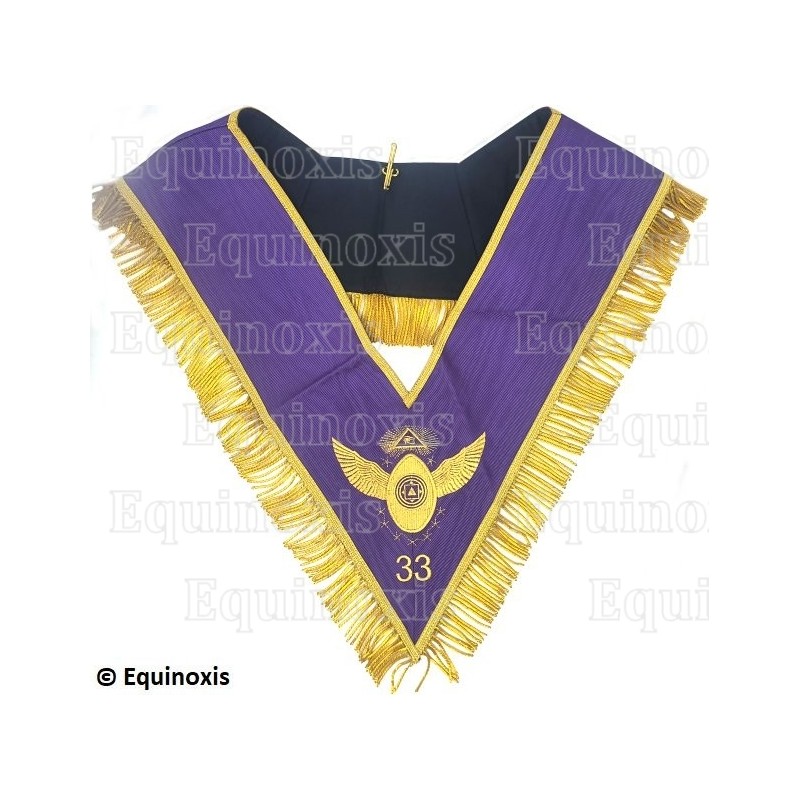 Masonic collar – Grand Ordre Egyptien du GODF – Grand Officer – Machine embroidery