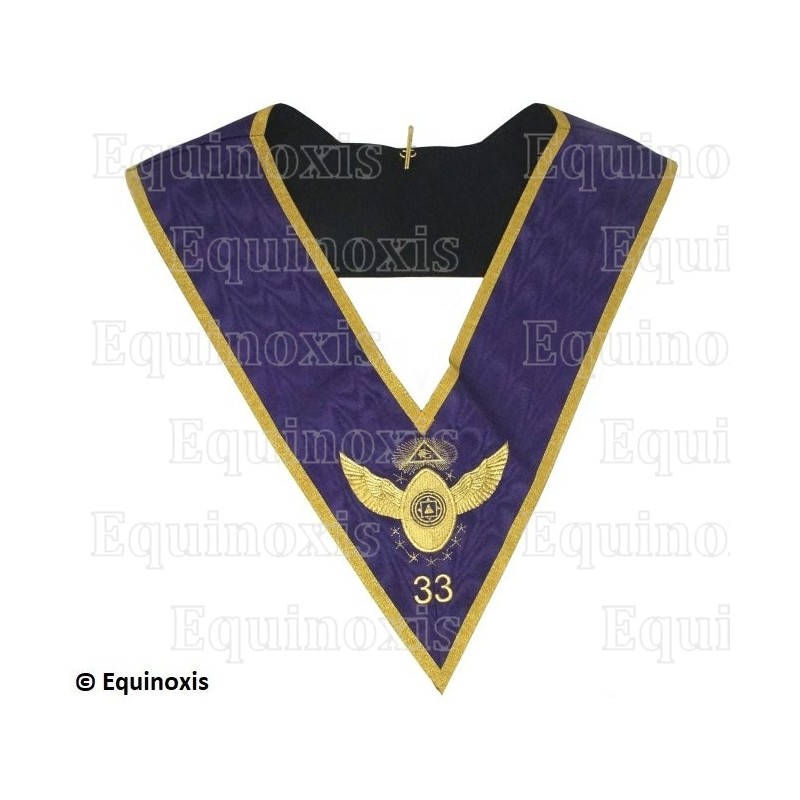 Masonic collar – Grand Ordre Egyptien du GODF – 33rd degree – Machine embroidery