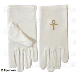 Masonic embroidered cotton gloves – Ankh cross – Size S