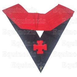 Sautoir maçonnique moiré – REAA – 18ème degré – Croix potencée noire – Brodé machine