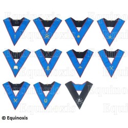 Masonic Officers' collars – Scottish Rite (AASR) – 10-Officers set – GLNF – Machine embroidery