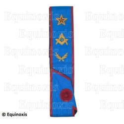 Masonic sash – Scottish Rite (AASR) – Master Mason – Square-and-compass + G + Flaming Star