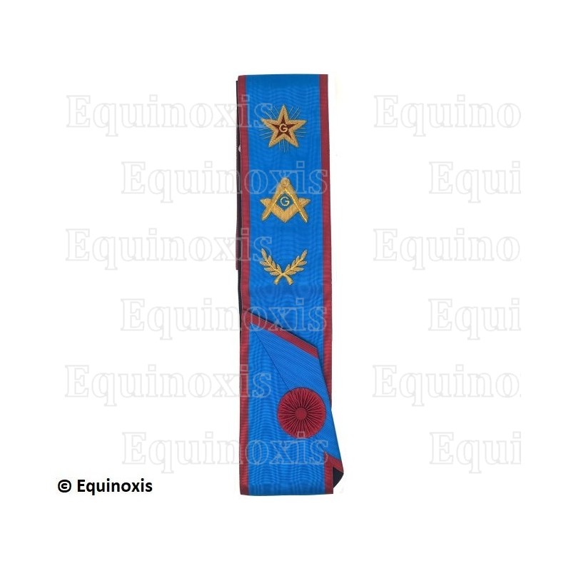 Masonic sash – Scottish Rite (AASR) – Master Mason – Square-and-compass + G + Flaming Star