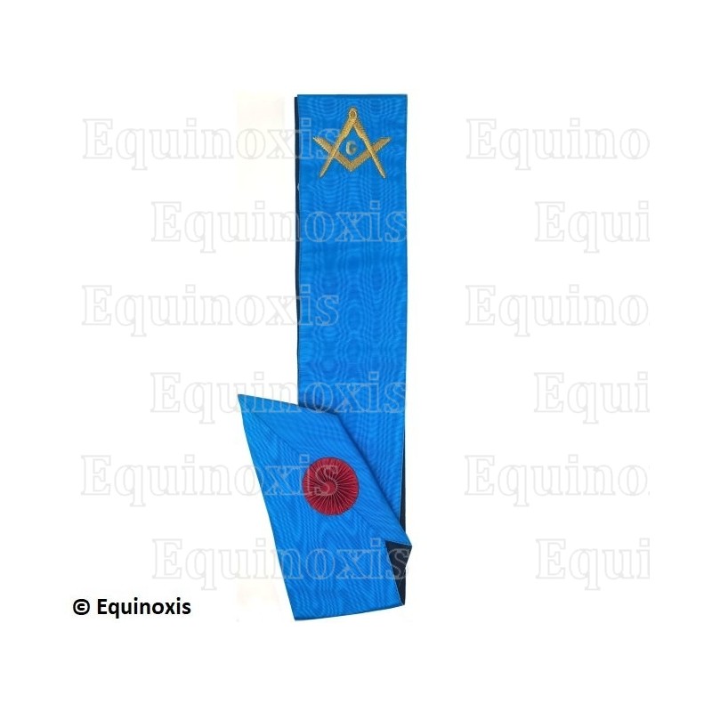 Masonic collar – Groussier French Rite – Master Mason – Square and compass + G  – Machine embroidery