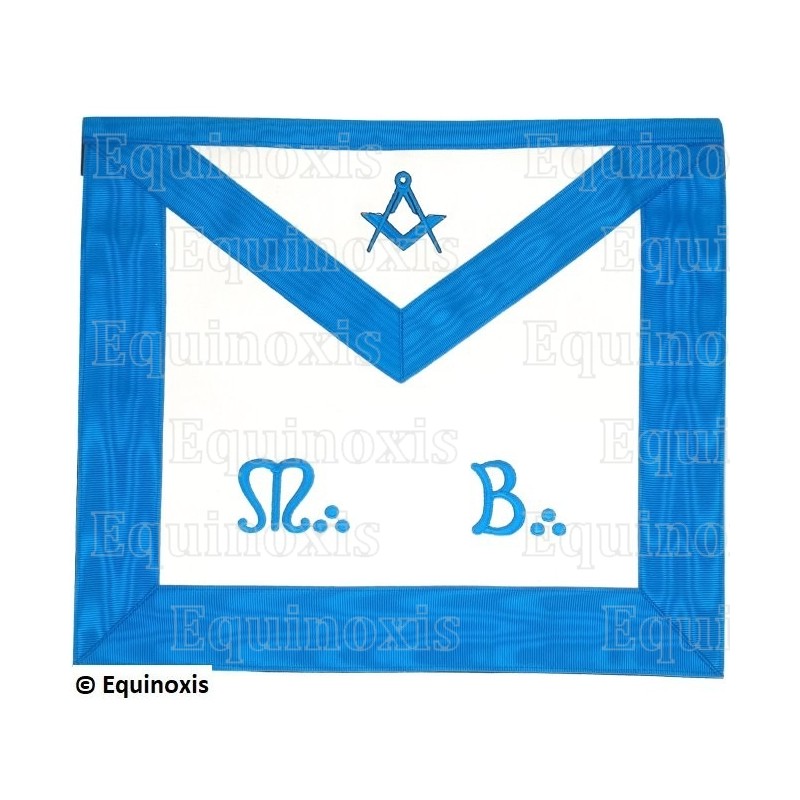 Vinyl Masonic apron – Groussier French Rite – Master Mason – Square-and-compass + MB – 33 cm x 39 cm