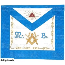 Leather Masonic apron – Groussier French Rite – Worshipful Master – Square-and-compass + Acacia + MB