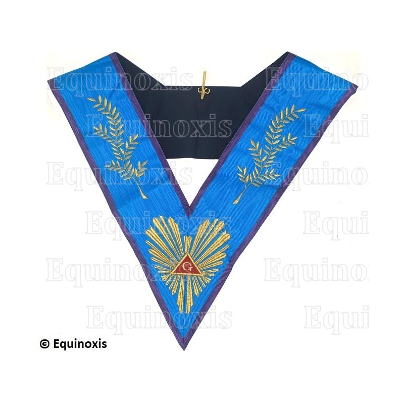 Masonic collar – Memphis-Misraim – Worshipful Master – Acacia 108 leaves – Machine embroidery