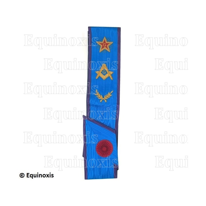 Masonic sash – Memphis-Misraim – Master Mason – Square-and-compass + G + Flaming Star