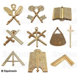 Masonic Officers' jewels – Complete set of 10 AASR / French Rite Officers' jewels