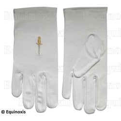 Masonic embroidered cotton gloves – Scottish Rite (AASR) Revenge degrees / French Chapter 1st and 2nd Orders – Size XXXL