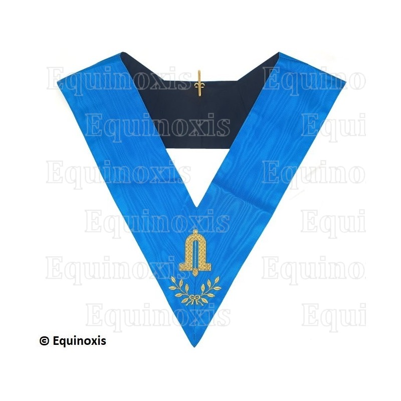 Masonic collar – Groussier French Rite – Junior Warden – Machine embroidery