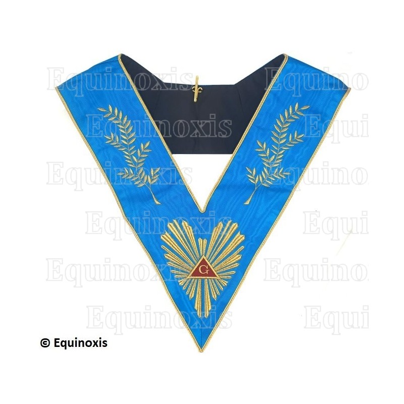 Masonic collar – Groussier French Rite – Worshipful Master – Acacia 108 leaves – Machine embroidery