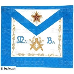 Leather Masonic apron – Groussier French Rite – Master Mason – Square-and-compass + Acacia + MB