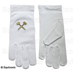 Masonic embroidered cotton gloves – Crossed gavels – Worshipful Master – Size XXXL