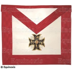 Masonic apron (leather) – Scottish Rite (AASR) – 18th degree – Knight Rose-Cross – Patted cross + Greek cross – Machine emb