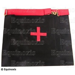 Masonic apron (leather) – Scottish Rite (AASR) – 18th degree – Knight Rose-Cross – Patted cross + Greek cross – Machine emb