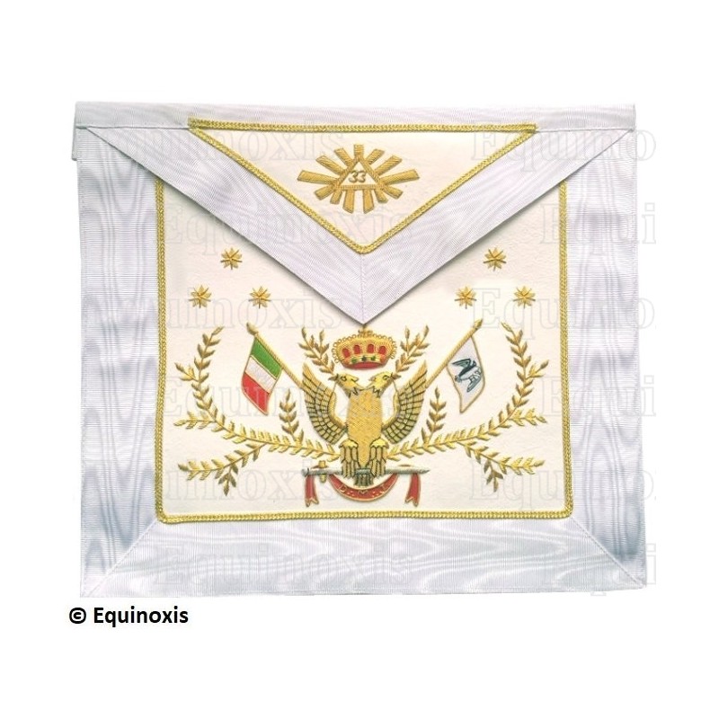 Masonic apron (leather) – Scottish Rite (ASSR) – 33rd degree – Italian flag – Hand embroidery