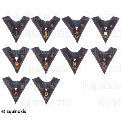 Velvet Masonic collars – Scottish Rite (AASR) – 14th degree – 10-Officers set w/ star and acacia  1 – Machine embroidery