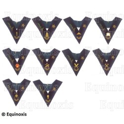 Velvet Masonic collars – Scottish Rite (AASR) – 14th degree – 10-Officers set, with star and acacia 2 – Machine embroidery