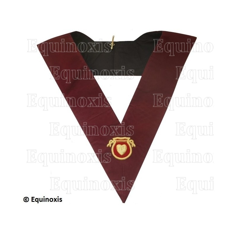 Sautoir maçonnique velours – Scottish Rite (ASSR) – 14th degree – Almoner – Hand embroidery