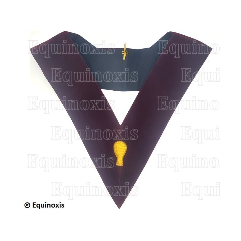 Velvet Masonic collar – Scottish Rite (AASR) – 14th degree – Keeper of the Seals – Hand embroidery