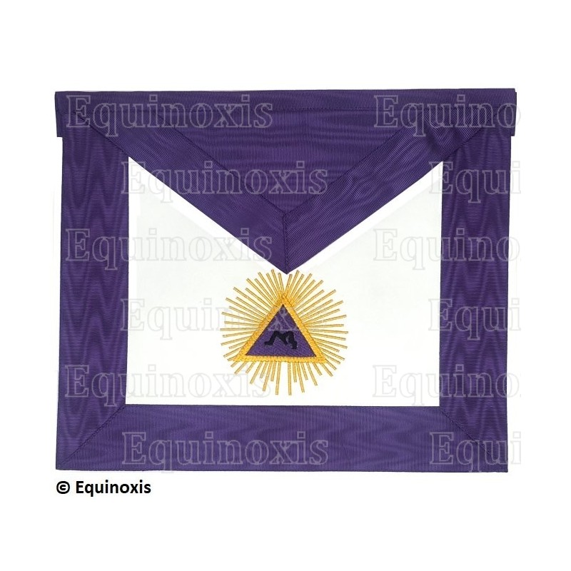 Masonic apron (fake leather) – Scottish Rite (AASR) – 13th degree – Purple – Machine embroidery