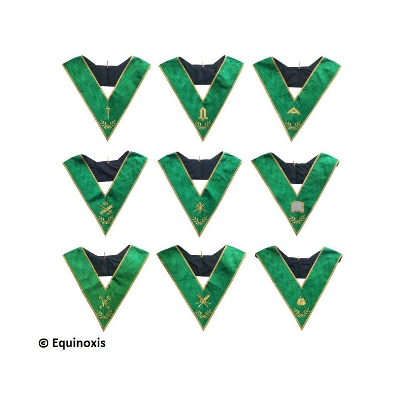 Masonic collars – Rite of Cerneau – 9-Officers pack – Machine embroidery Masonic collars – Rite of Cerneau – 9-Officers pack – Machine embroidery