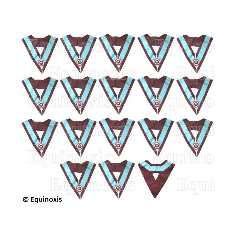 Masonic collars – Mark degree  – 17-Officers pack – Tricolor rosette – English colors