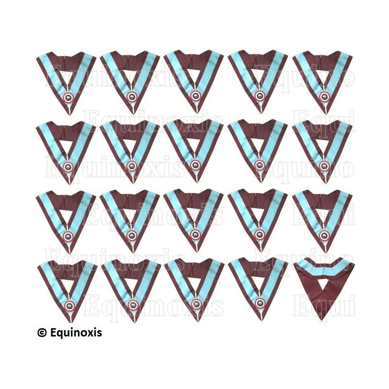 Masonic collars – Mark degree – 19-Officers pack – Tricolor rosette – English colors