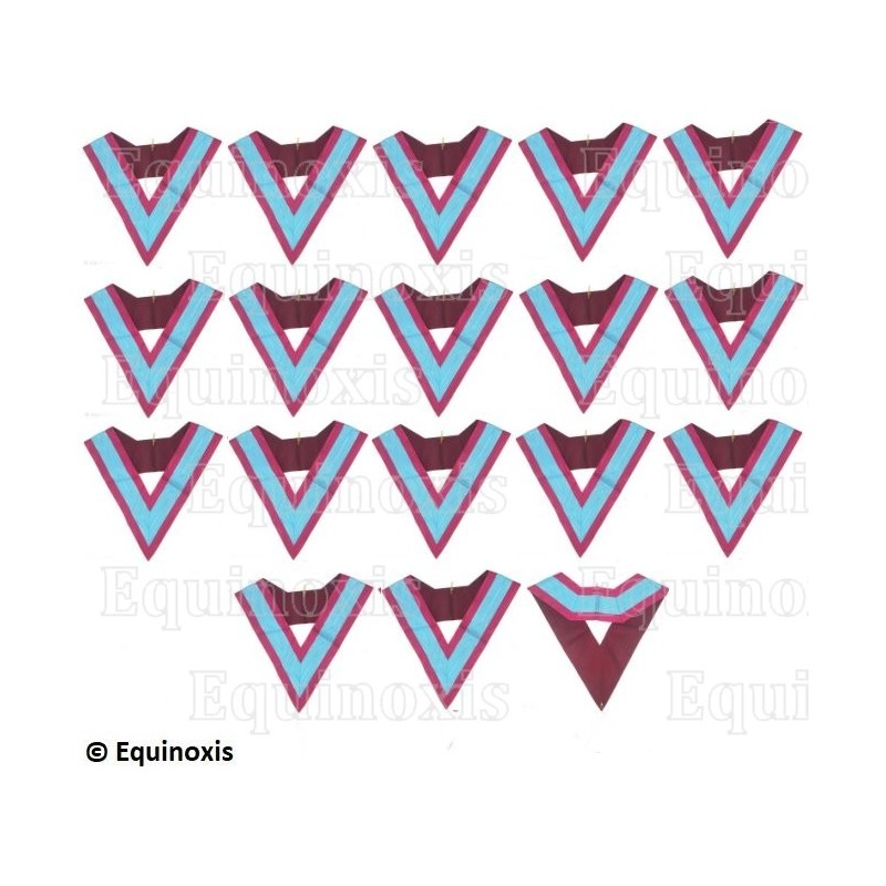 Masonic collars – Mark degree – Set de 17 sautoirs – Sans cocarde
