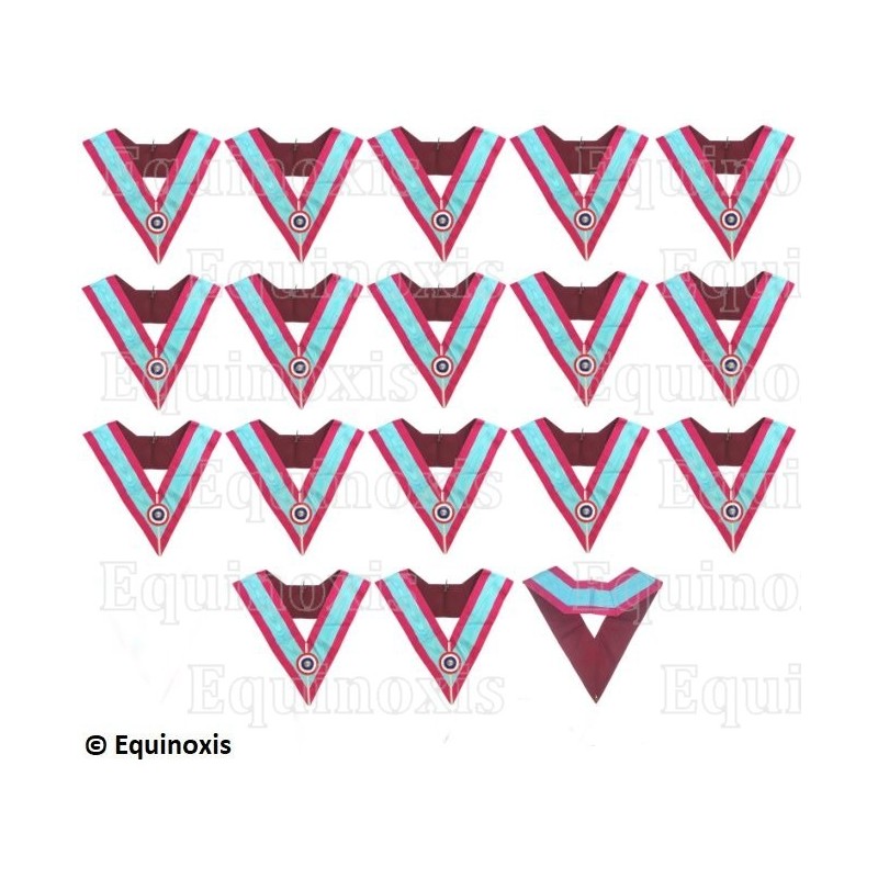Masonic collars – Mark degree – 17-Officers pack – Tricolor rosette – French colors