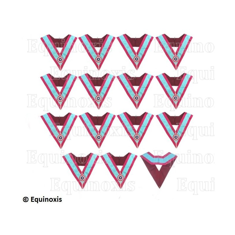 Masonic collars – Mark degree – Set de 14 Officiers – Cocarde tricolore – Couleurs françaises