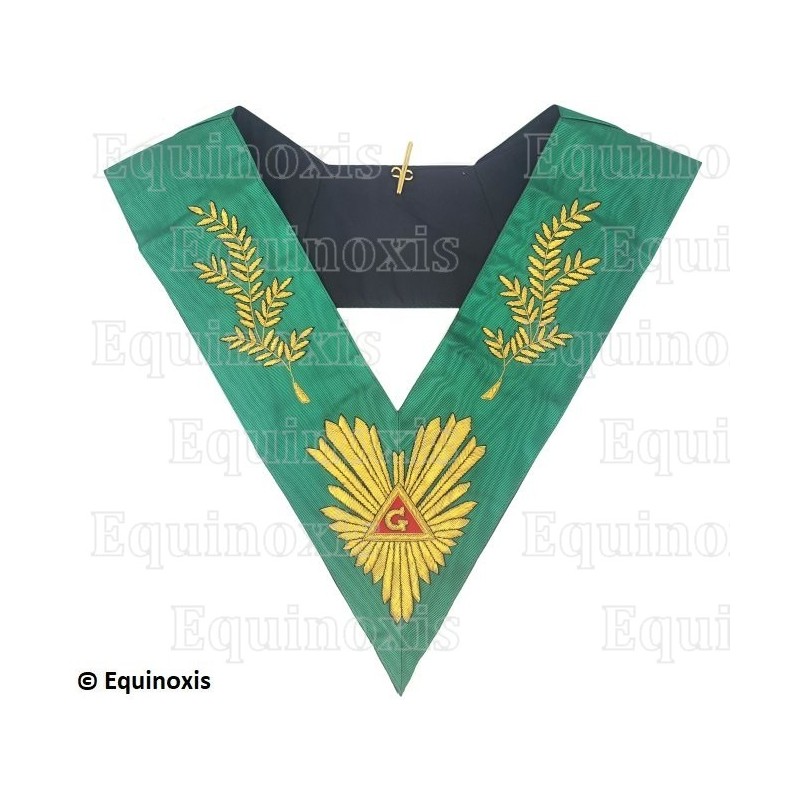 Masonic collar – Rite of Cerneau – Worshipful Master – Acacia 108 leaves – Hand embroidery