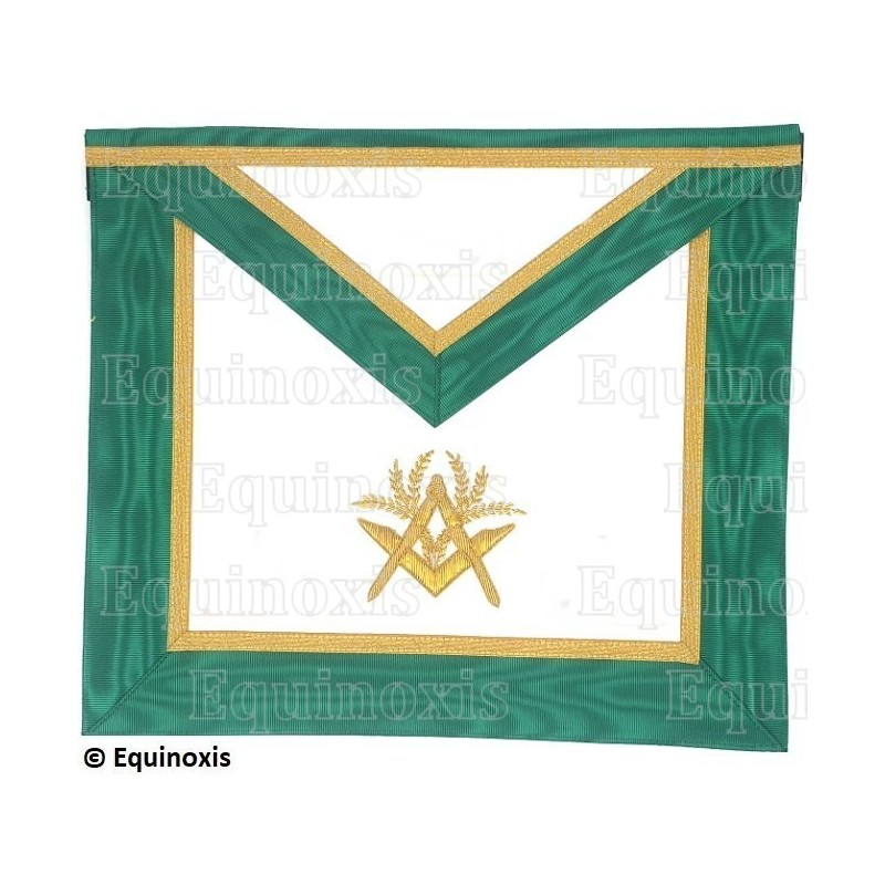 Tablier maçonnique en faux cuir – Cerneau Rite – Master Mason – Acacia et équerre-et-compas – Hand embroidery