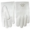 White-leather Masonic gloves – Silver square-and-compass – Size M