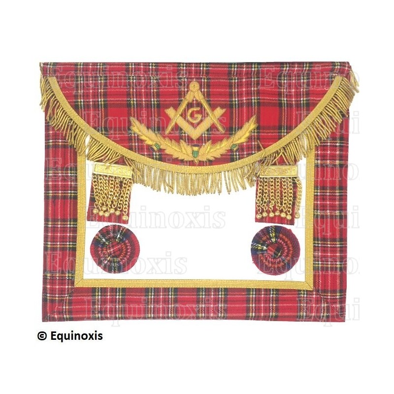 Masonic apron (leather) – Rite Standard d'Ecosse – Master Mason – Hand embroidery