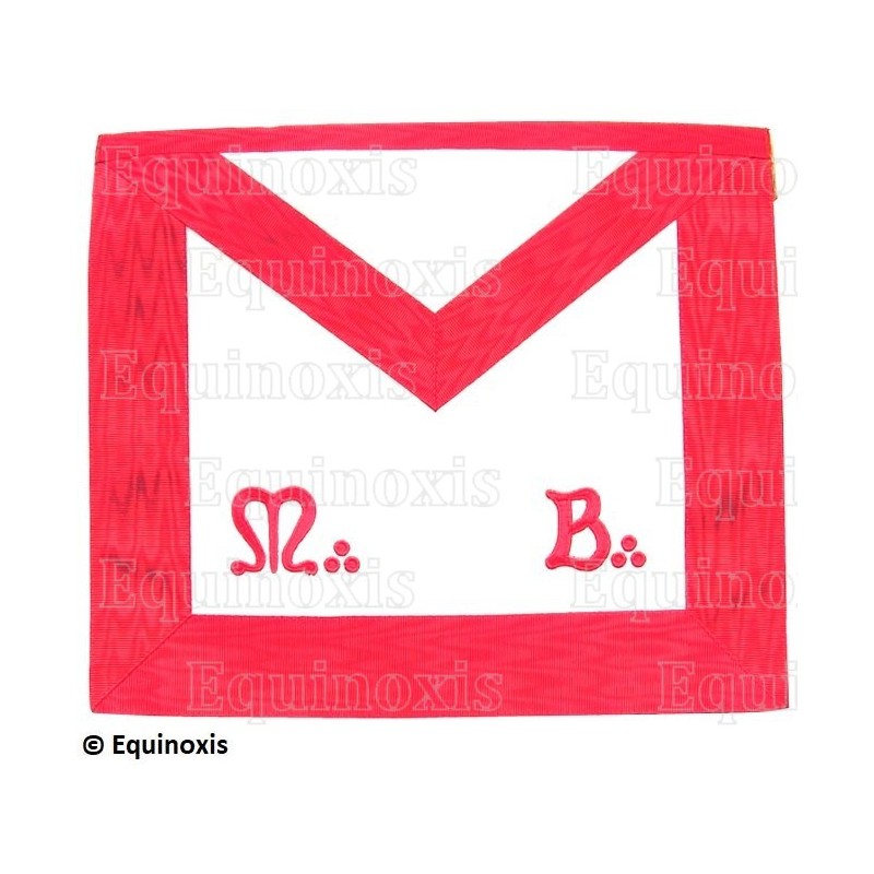 Tablier maçonnique en simili-cuir – Scottish Rite (AASR) – Master Mason – MB – 33 cm x 39 cm – Red back