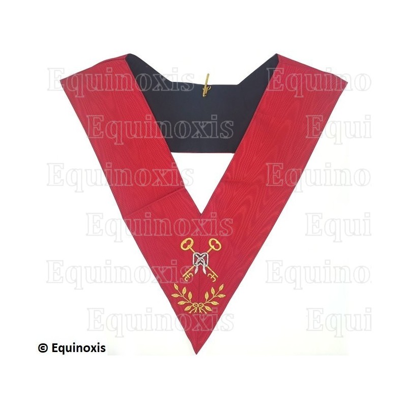 Masonic collar – Scottish Rite (AASR) – 18th degree – Chevalier Grand Treasurer – Machine embroidery avec 