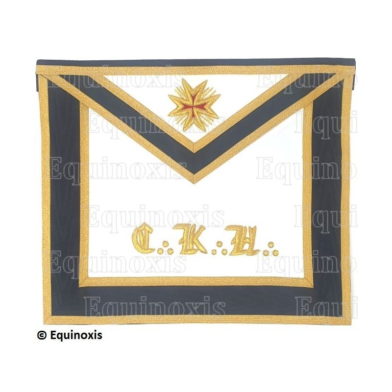 Tablier maçonnique en faux cuir – Scottish Rite (AASR) – 30th degree – Chevalier Kadosch – CKH – Doré