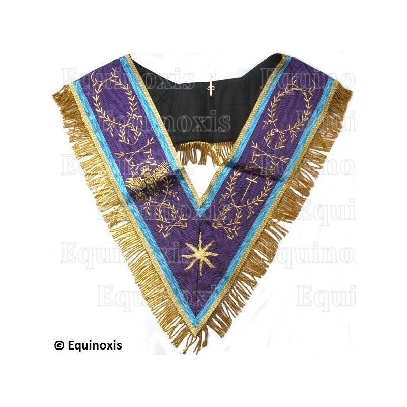 Masonic collar – Memphis-Misraim – Grand Maître – Etoile – Croix Ankh – Aigle – Hand embroidery