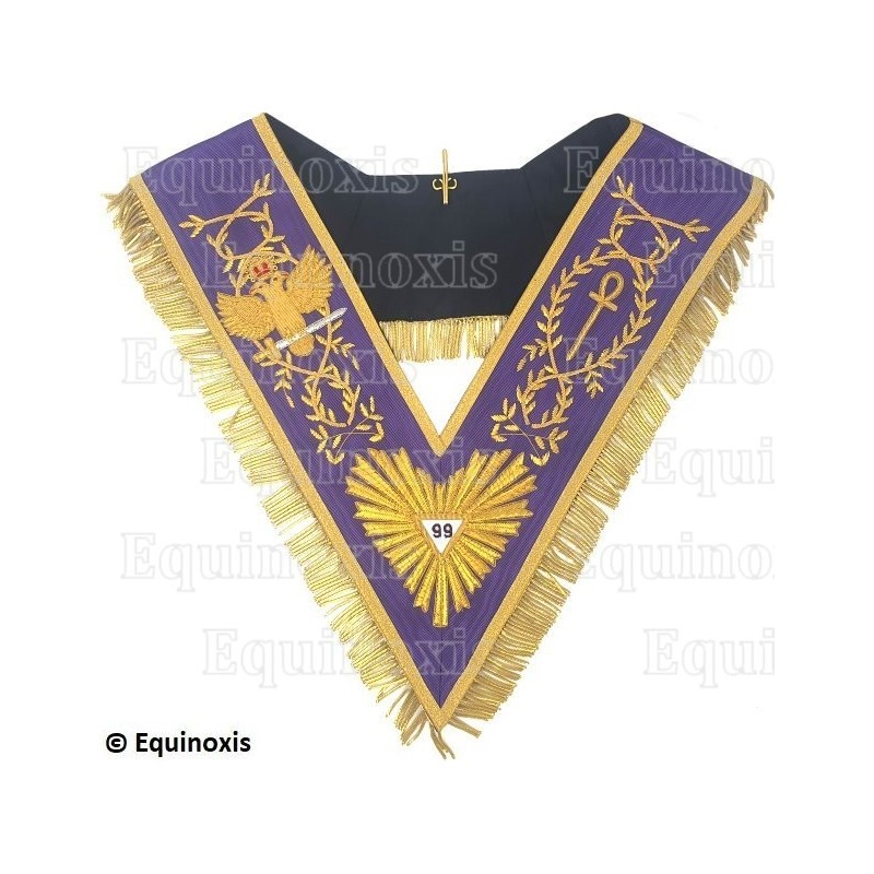 Masonic collar – Memphis-Misraim – 99th degree – Aigle et croix ankh – Hand embroidery