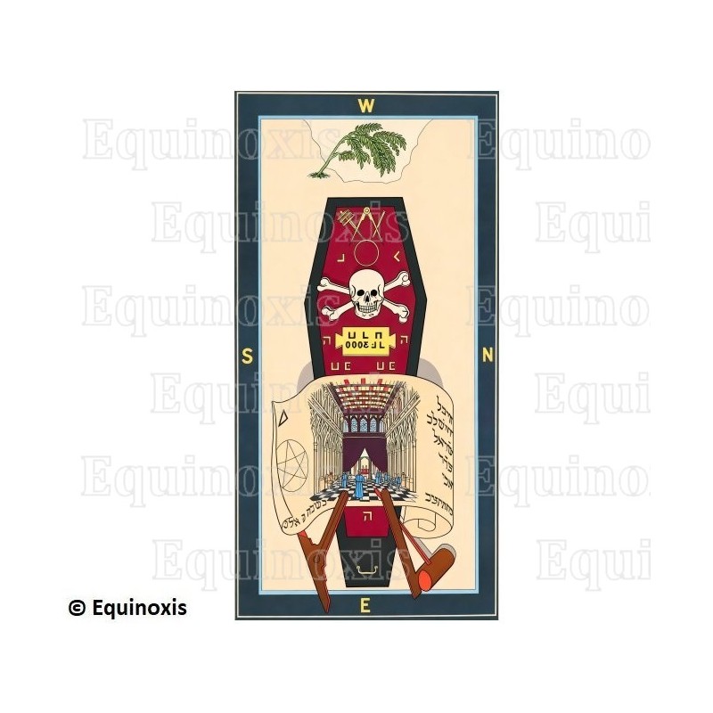 Tapis de Loge maçonnique – Rite Emulation – 2ème degré – 100 cm x 50 cm